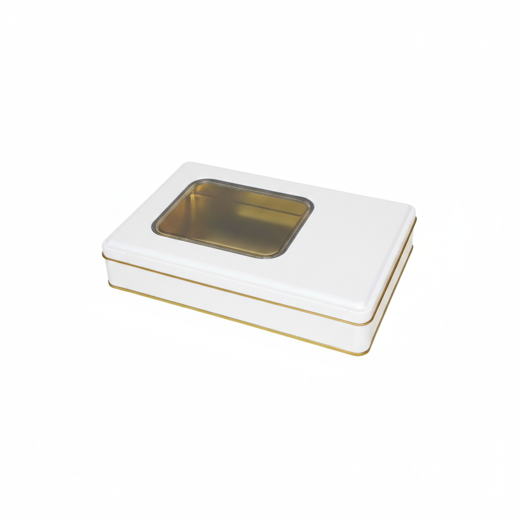 Pencereli Teneke Kutu 256x168x45mm Beyaz Pencereli Teneke Kutu 256x168x45mm - Görsel 1